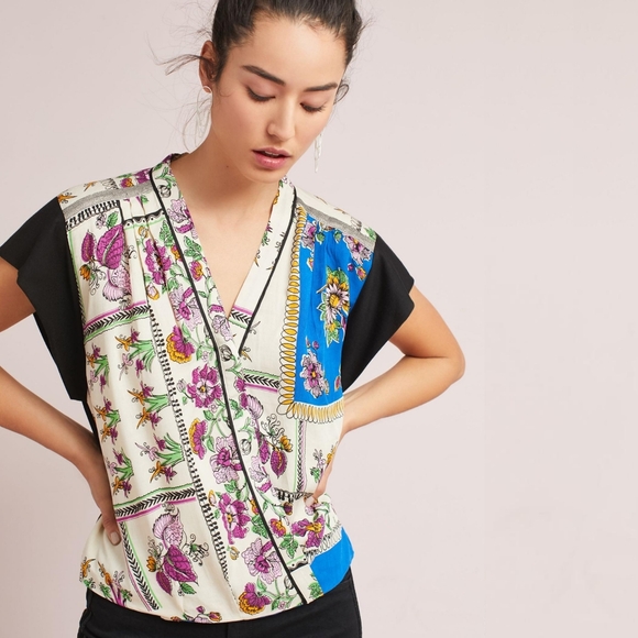 Anthropologie x TINY | Cara Wrap Top | Cream & Black | XS - Picture 8 of 8